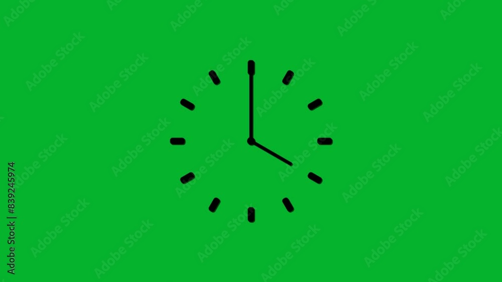 clock icon countdown 24 hour day fast speed animation. clock with moving arrows. animated clock on the green screen.