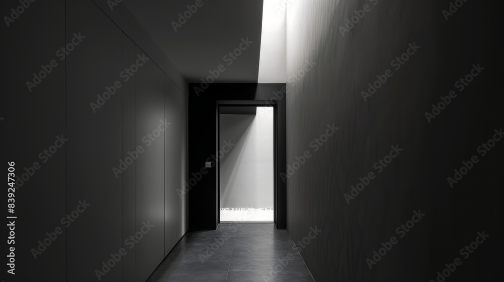 Straight ceiling, small door to outside Straight ceiling, small door to outside