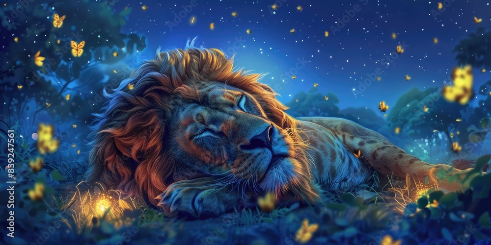 Sleeping Lion Under Moonlit Sky Sleeping Lion Under Moonlit Sky