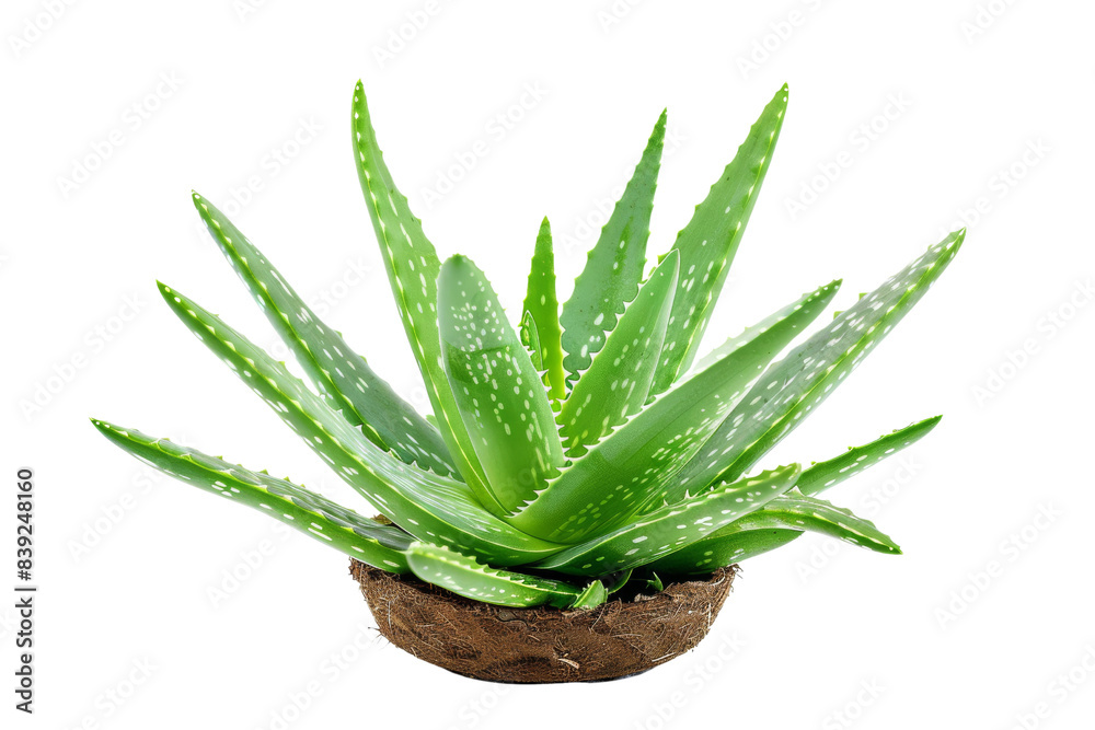 Aloe Vera Plant in Pot Isolated On White Background