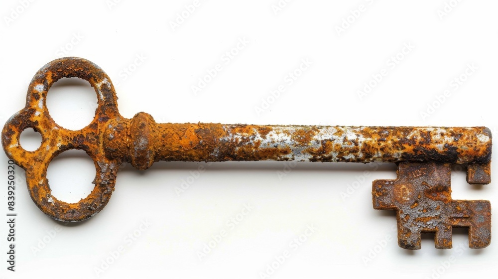 rusted key Isolated on white background. Concept of rusty equipment for designer rusted key Isolated on white background. Concept of rusty equipment for designer