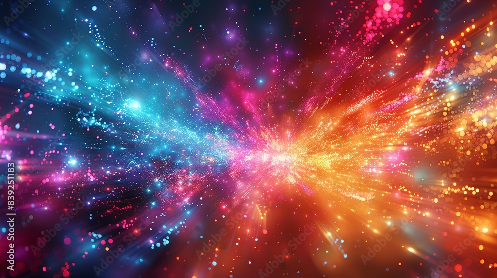 Photons depicted as colorful bursts of energy, embodying the carriers of electromagnetic force. Flat color illustration, shiny, Minimal and Simple, Photons depicted as colorful bursts of energy, embodying the carriers of electromagnetic force. Flat color illustration, shiny, Minimal and Simple,