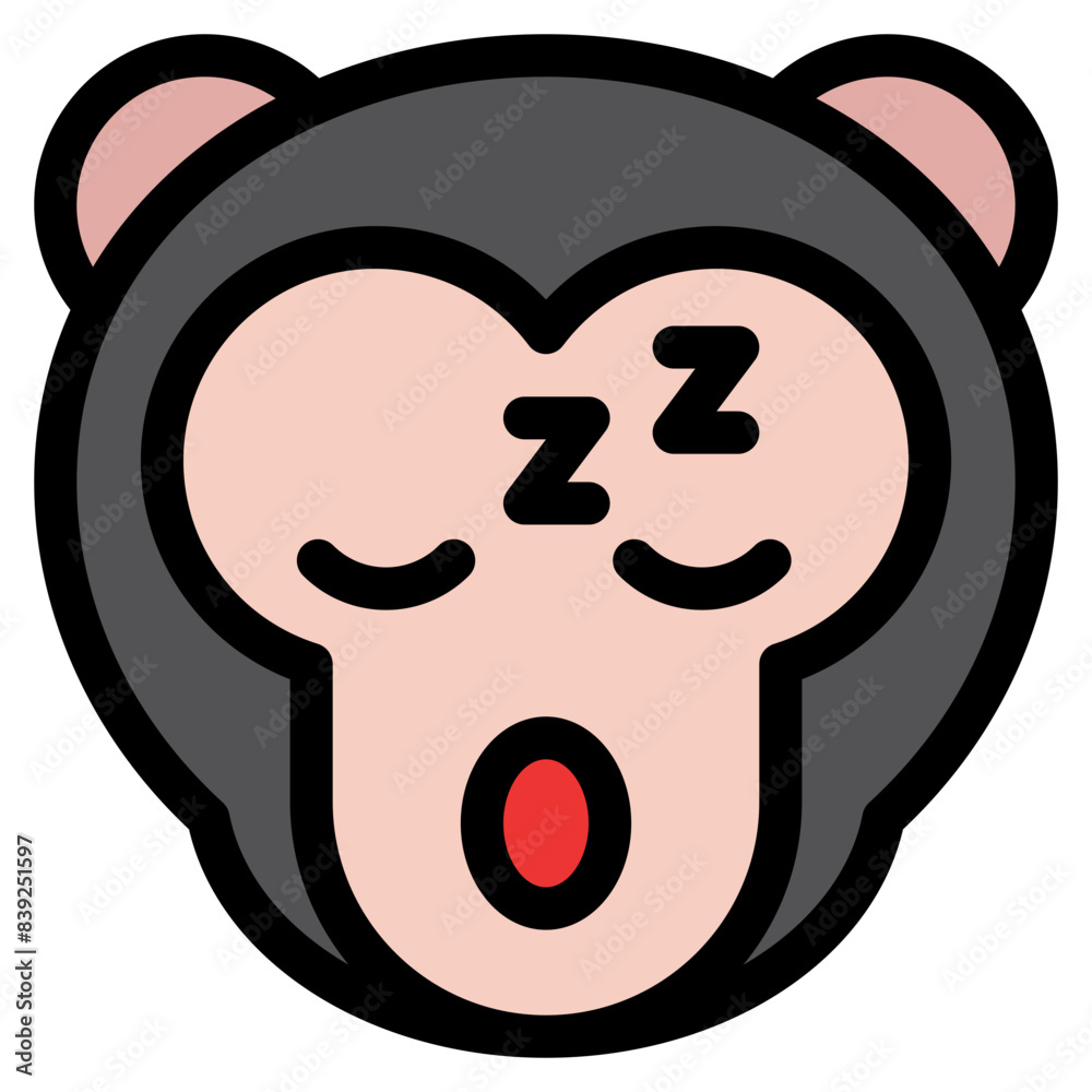 Vector Icon Sleeping, Monkey, Animal, Wildlife, Pet Vector Icon Sleeping, Monkey, Animal, Wildlife, Pet