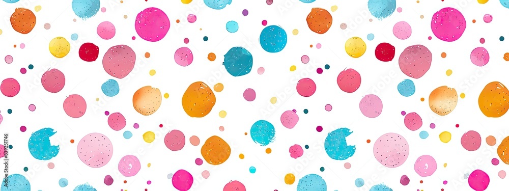 Abstract pattern of colorful dots on white background, cute sweet color pattern design, for packaging, fabric print and banner backgrounds Abstract pattern of colorful dots on white background, cute sweet color pattern design, for packaging, fabric print and banner backgrounds