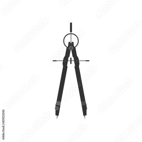 geometry compass flat design illustration isolated on white background. drawing compass Technical instrument for drafting circles or arcs. Stationery and tools collection
