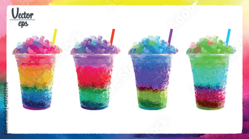 set of colorful watercolor summer slushies, cut out