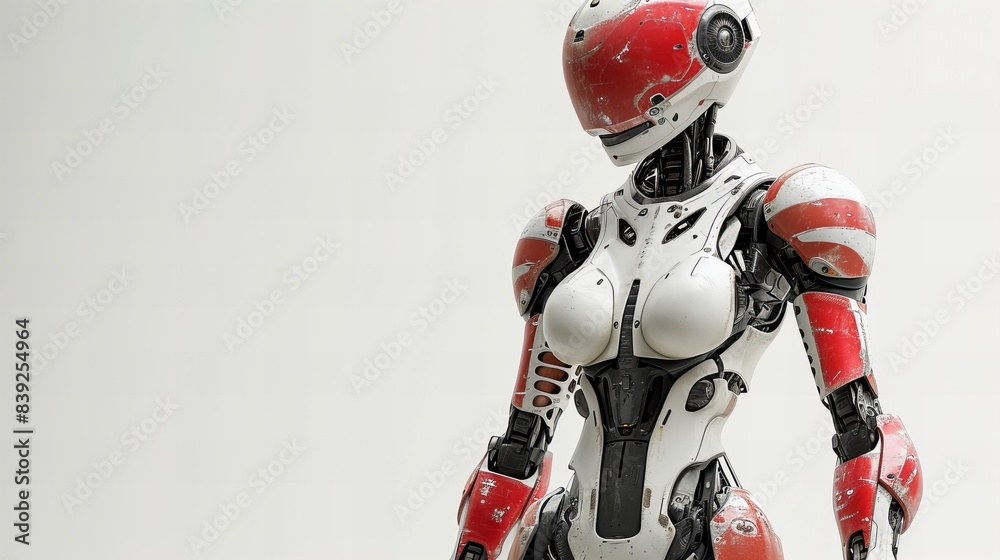 Fototapeta premium Cyborg female figure 3d render isolated on white background
