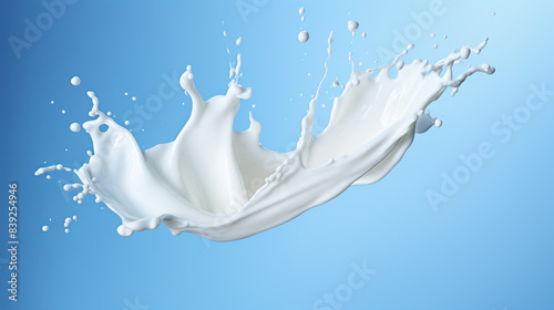 Dairy Splash in 3D Rendering on Blue Background with Clipping Path, Milk or Yogurt Liquid Splash Stock Illustration