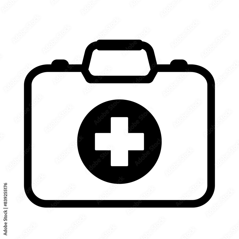 First aid box icon, medical briefcase icon isolated. First aid box icon, medical briefcase icon isolated.