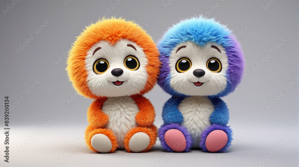 Obraz premium Plush teddy bears on a neutral background. Generative AI. 