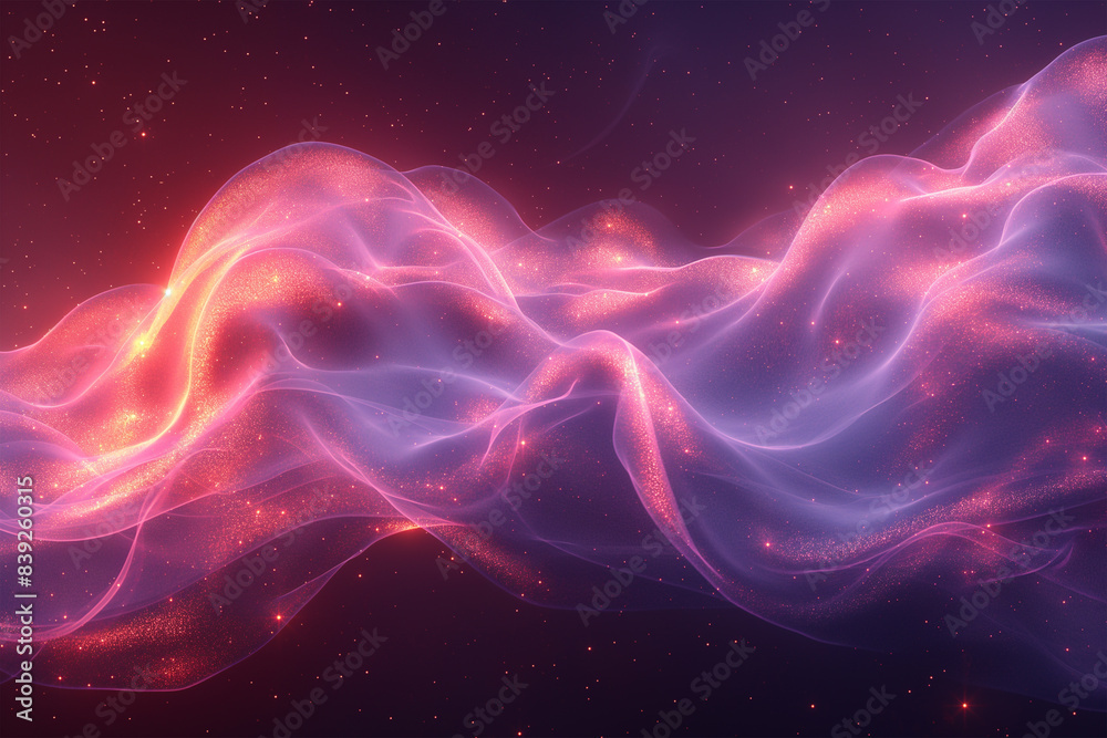 Obraz premium Abstract flowing neon wave purple background, ai technology