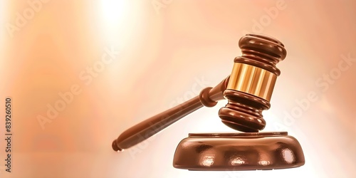 Legal concept with gavel in courtroom symbolizing authority and judgment. Concept Legal, Courtroom, Authority, Judgment, Gavel photo