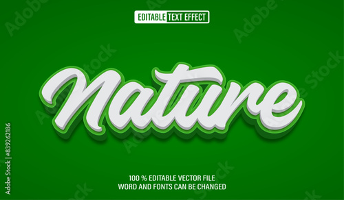 Editable 3d text style effect - Green Naturet text effect Template photo