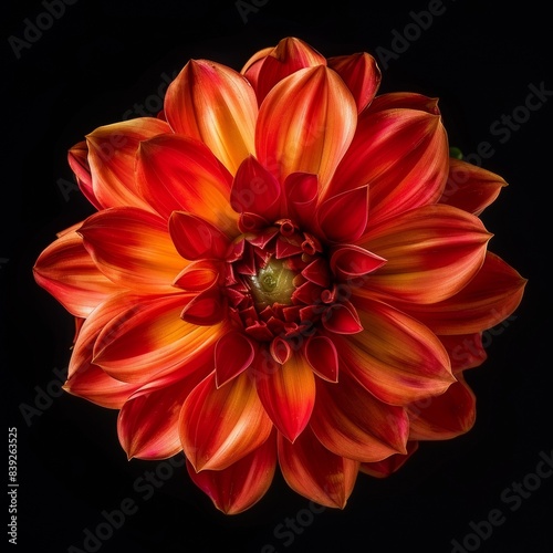 flower Photography, Dahlia Crimson Flame, Close up view,Close up view, Isolated on black Background © Tebha Workspace