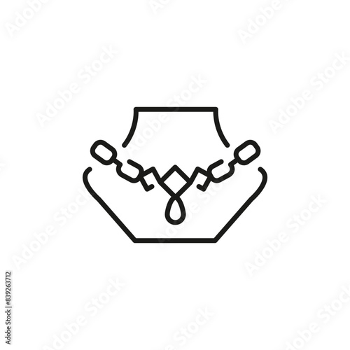 Jewelry exhibit icon. A simple and elegant icon representing a necklace display, perfect for jewelry stores, fashion apps, and museum exhibits. Vector illustration