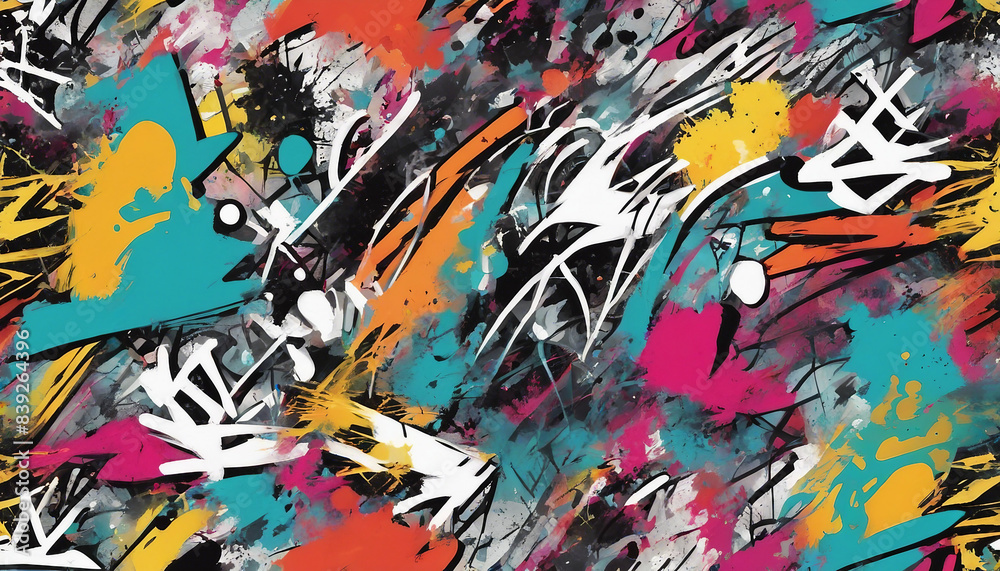 background featuring a colorful abstract graffiti art pattern, with a mix of spray paint background featuring a colorful abstract graffiti art pattern, with a mix of spray paint