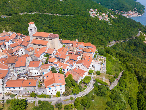 Aerial view of Mošćenice in Istra, Croatia photo