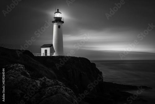 lighthouse black and white photo