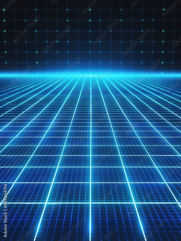 Neon grid patterns over a dark digital matrix, glowing electric blue, high tech futuristic vibe Neon grid patterns over a dark digital matrix, glowing electric blue, high tech futuristic vibe