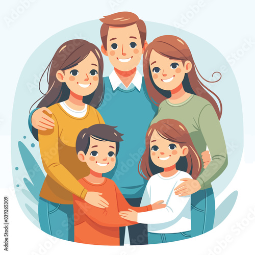 illustration of a happy family hugging each other