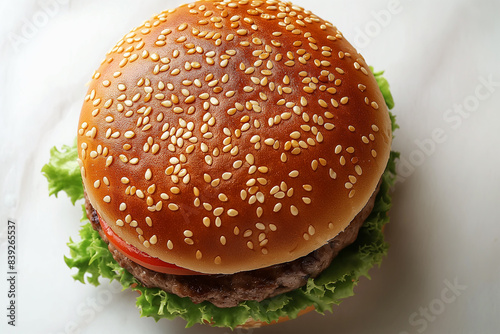 Wallpaper Mural Top view shot of a hamburger  isolated on white background, ai technology Torontodigital.ca