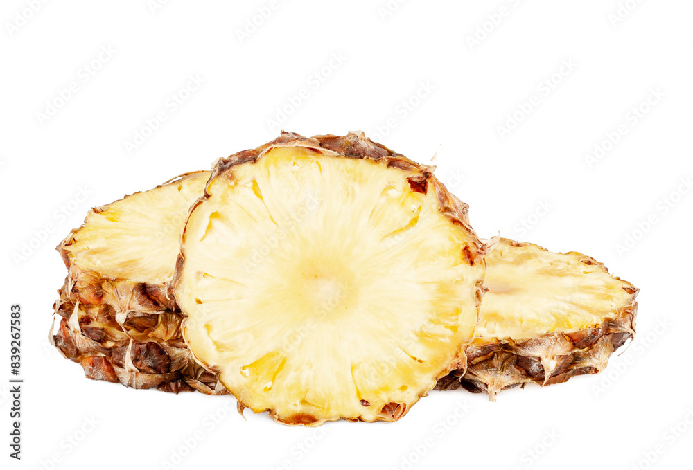 Pineapple slices isolated on a white background Pineapple slices isolated on a white background