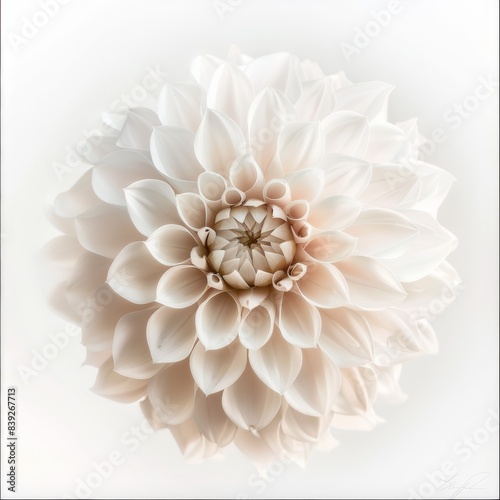Wallpaper Mural flower Photography, Dahlia White Perfection, Close up view, Close up view, Isolated on white Background Torontodigital.ca