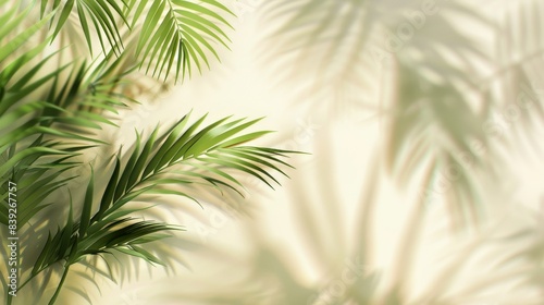 Blurred shadow from palm leaves  beautiful summer spring background for product presentation --ar 16 9 Job ID  4484b763-359c-46b1-98b5-0ceaaf6117b7