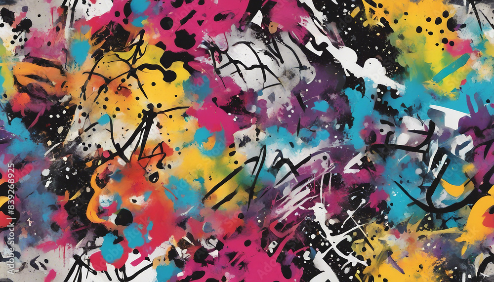 Fototapeta premium background featuring a colorful abstract graffiti art pattern, with a mix of spray paint