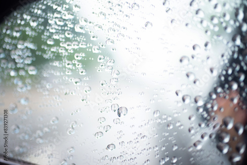 View of the rain drops on the car window