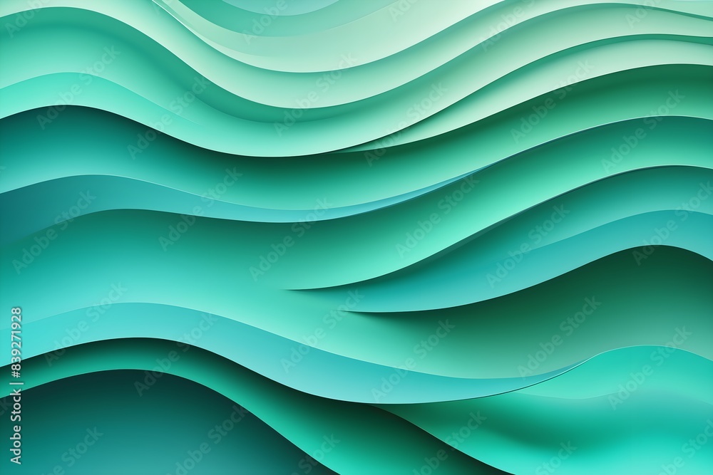 Fototapeta premium Abstract soft 3D waves background with blue and green gradient. Smooth lines and artistic design.