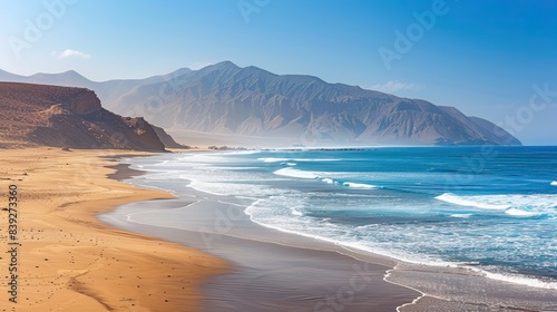 Landscape of Legzira beach on the Atlantic coast in Sidi Ifni, near Agadir. Atlantic coast of Morocco and Legzira beach