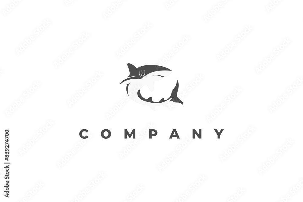 Fototapeta premium modern minimal swimming shark logo