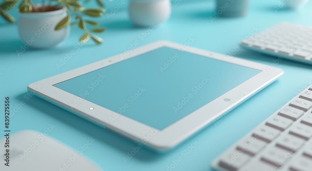 3D tablet icon on light blue background. Perfect for website or application design. 3D tablet icon on light blue background. Perfect for website or application design.
