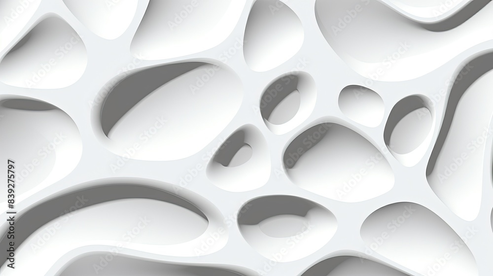 Abstract 3d white background, organic shapes seamless pattern texture