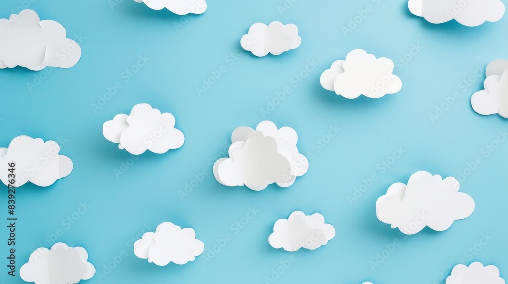 white clouds on blue minimalist paper background --no text, titles, --ar 16:9 --quality 0.5 --stylize 0 Job ID: 9aacf602-12fe-43d9-a96e-e0e1d88539f1