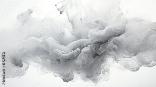 abstract background explosion of silver ink, paint in water on white background