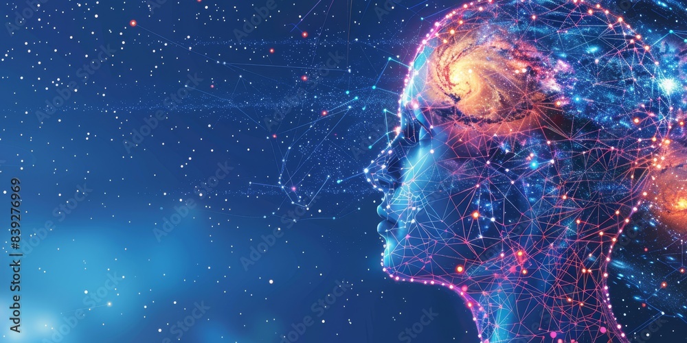 Cosmic scene with a glowing brain and swirling galaxies. Ideal for concepts of imagination, science, and the mysteries of the mind. Cosmic scene with a glowing brain and swirling galaxies. Ideal for concepts of imagination, science, and the mysteries of the mind.