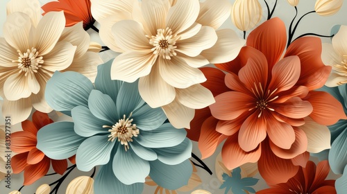 Wallpaper Mural Abstract flowers pattern vector illustrations Torontodigital.ca