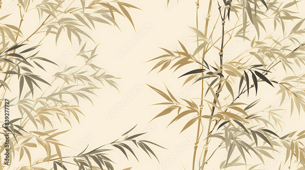 Golden bamboo leaves and branches pattern Golden bamboo leaves and branches pattern