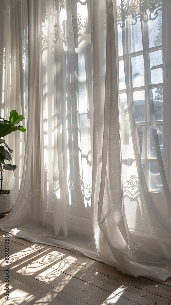Sunlight streaming through sheer curtains Sunlight streaming through sheer curtains