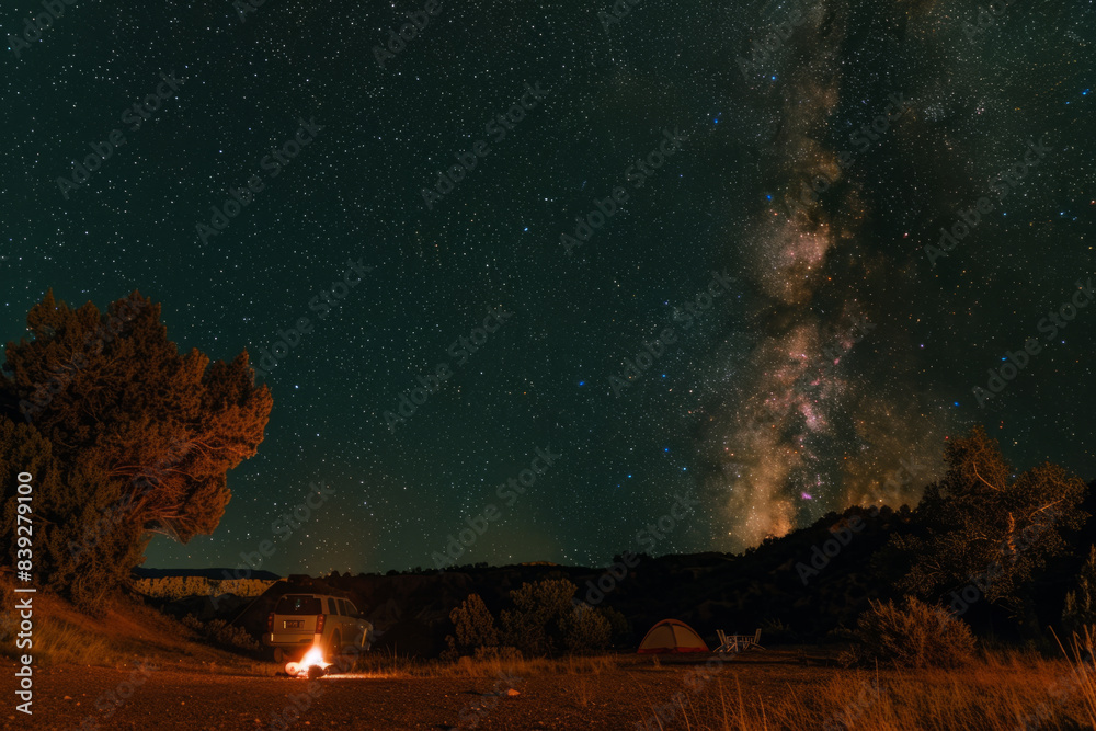 Cozy campsite under the starry sky,Generative AI Cozy campsite under the starry sky,Generative AI