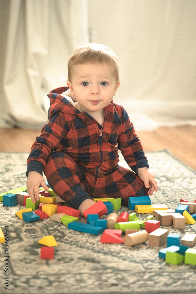 baby toddler playing color cubes toys at home or nursery baby toddler playing color cubes toys at home or nursery