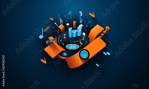 Energetic concerts flat design top view summer music theme cartoon drawing Complementary Color Scheme