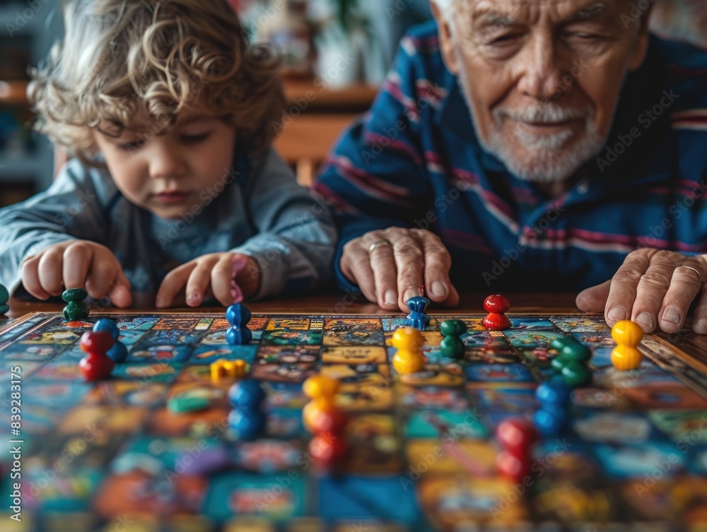 Grandfather playing with his grandson Grandfather playing with his grandson