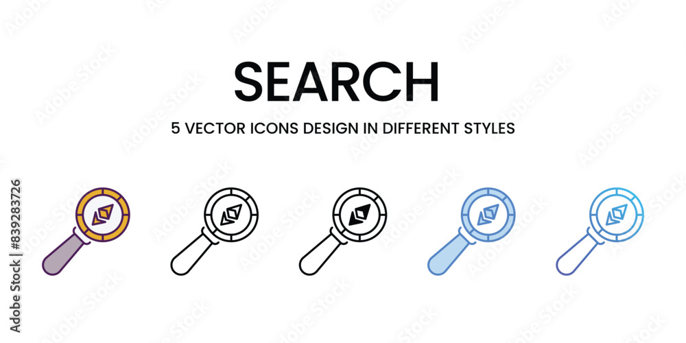 Search icons vector set stock illustration.