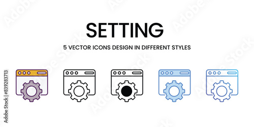 Setting icons vector set stock illustration.