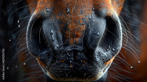 Horse nostrils closeup showing whiskers photo