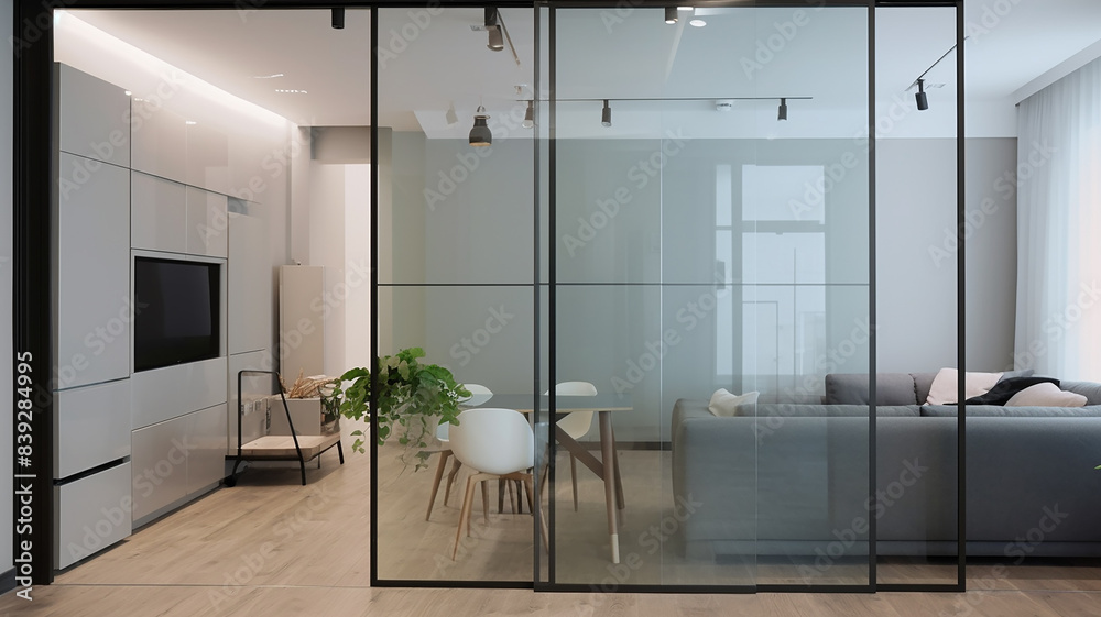 © kichigin19 - Modern interior of the apartment with glass partitions