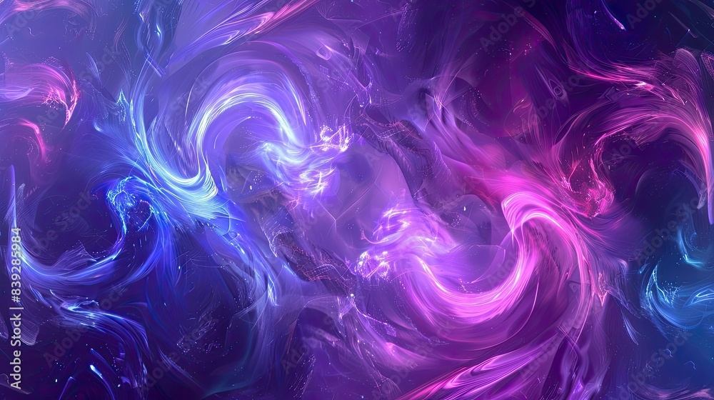 Glowing neon swirls in cosmic ultraviolet hues. Mystical and futuristic background Glowing neon swirls in cosmic ultraviolet hues. Mystical and futuristic background